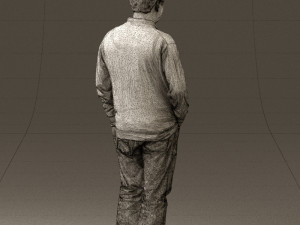 man inblack shirt blue jeans beard 0545 3d print ready 3D 打印模型