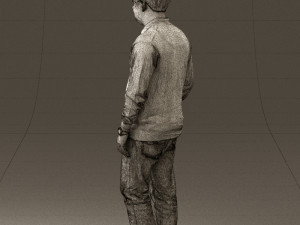 man inblack shirt blue jeans beard 0545 3d print ready 3D 打印模型
