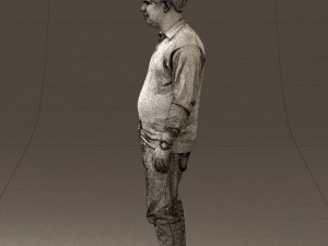 man inblack shirt blue jeans beard 0545 3d print ready 3D 打印模型