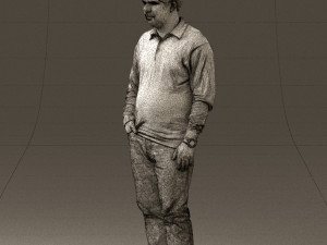 man inblack shirt blue jeans beard 0545 3d print ready 3D 打印模型