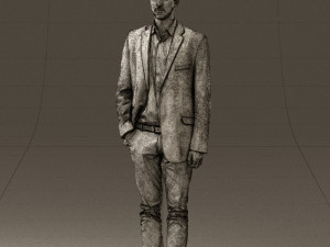 man in white pants blue suit jacket0544 Modelo 3D