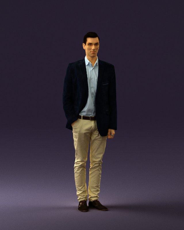 man in white pants blue suit jacket 0544 3d print ready Modello di stampa 3D .c4d .max .obj .3ds .fbx .stl .blend 