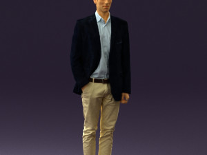 man in white pants blue suit jacket 0544 3d print ready Modello di stampa 3D