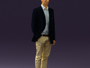 man in white pants blue suit jacket 0544 3d print ready Modello di stampa 3D
