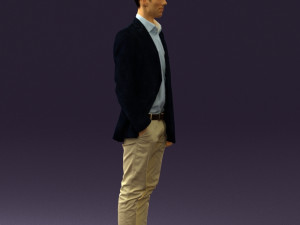 man in white pants blue suit jacket 0544 3d print ready Modello di stampa 3D