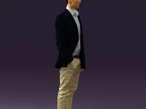 穿白裤蓝色西装外套的男人 0544 3D 打印准备就绪 3D 打印模型