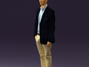 man in white pants blue suit jacket 0544 3d print ready Modello di stampa 3D