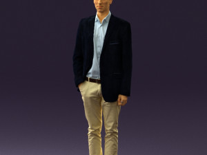man in white pants blue suit jacket 0544 3d print ready Modello di stampa 3D