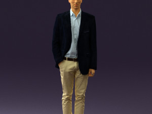 man in white pants blue suit jacket 0544 3d print ready Modello di stampa 3D