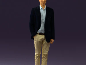 穿白裤蓝色西装外套的男人 0544 3D 打印准备就绪 3D 打印模型