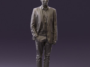 man in white pants blue suit jacket 0544 3d print ready Modello di stampa 3D