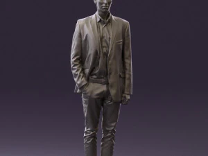 穿白裤蓝色西装外套的男人 0544 3D 打印准备就绪 3D 打印模型