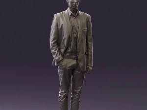 穿白裤蓝色西装外套的男人 0544 3D 打印准备就绪 3D 打印模型