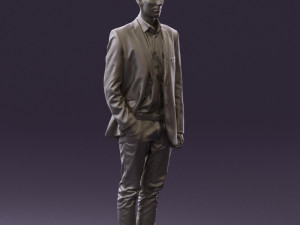 man in white pants blue suit jacket 0544 3d print ready Modello di stampa 3D