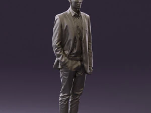 穿白裤蓝色西装外套的男人 0544 3D 打印准备就绪 3D 打印模型