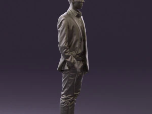穿白裤蓝色西装外套的男人 0544 3D 打印准备就绪 3D 打印模型