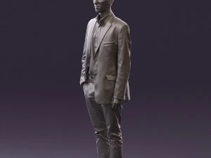穿白裤蓝色西装外套的男人 0544 3D 打印准备就绪 3D 打印模型