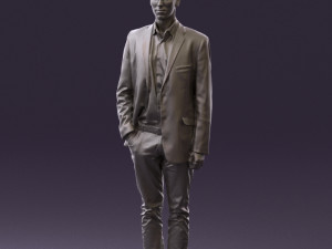 man in white pants blue suit jacket 0544 3d print ready Modello di stampa 3D