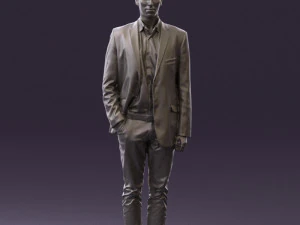 穿白裤蓝色西装外套的男人 0544 3D 打印准备就绪 3D 打印模型