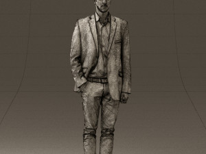 man in white pants blue suit jacket 0544 3d print ready Modello di stampa 3D