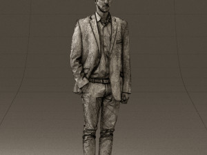 man in white pants blue suit jacket 0544 3d print ready Modello di stampa 3D
