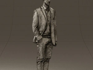 穿白裤蓝色西装外套的男人 0544 3D 打印准备就绪 3D 打印模型