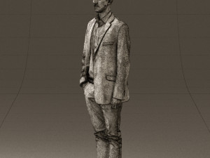 man in white pants blue suit jacket 0544 3d print ready Modello di stampa 3D
