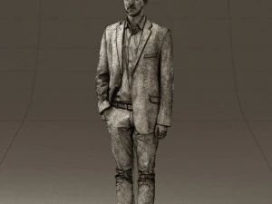 穿白裤蓝色西装外套的男人 0544 3D 打印准备就绪 3D 打印模型