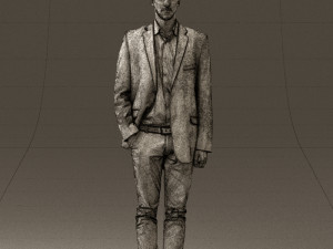 man in white pants blue suit jacket 0544 3d print ready Modello di stampa 3D