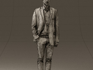 man in white pants blue suit jacket 0544 3d print ready Modello di stampa 3D