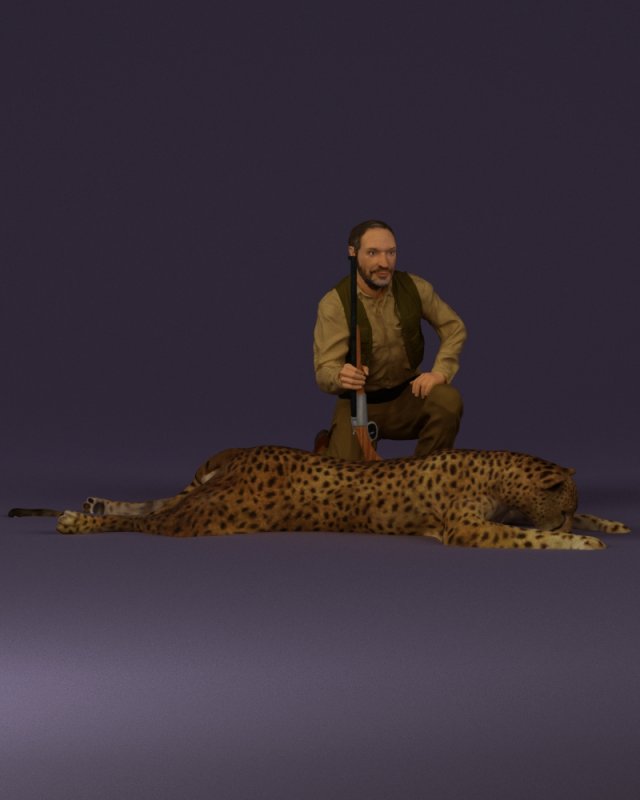 leopard hunter 0543 Modèle 3D .c4d .max .obj .3ds .fbx .stl .blend 