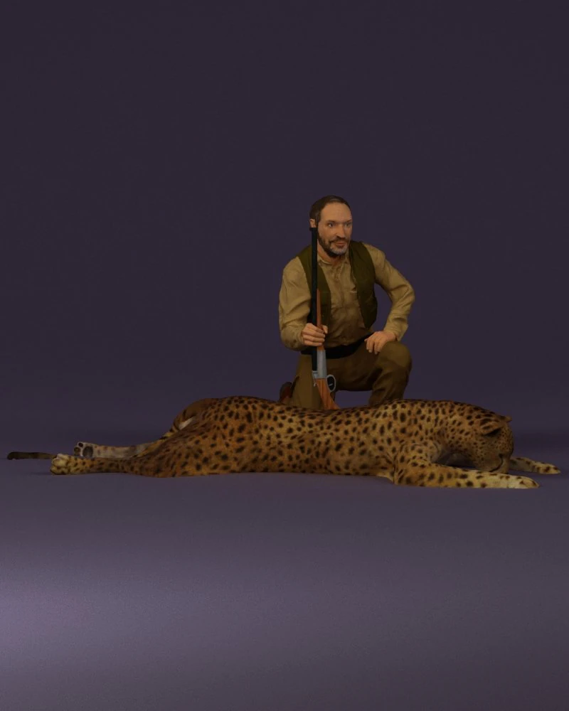 leopard hunter 0543 3D Model .c4d .max .obj .3ds .fbx .stl .blend