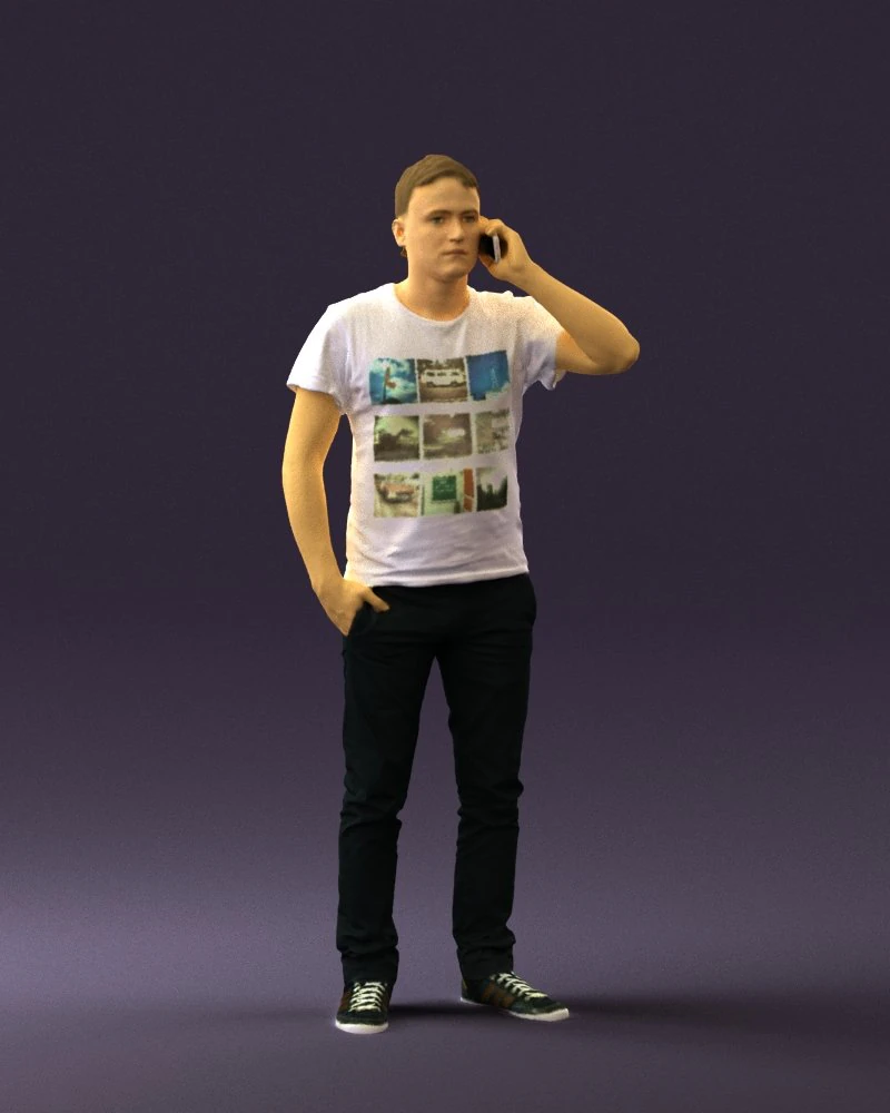 man in white shirt with pics 0542 3D Model .c4d .max .obj .3ds .fbx .stl .blend