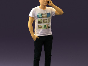 man in white shirt with pics 0542 3D Model