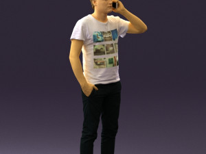 man in white shirt with pics 0542 3D Model
