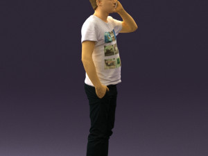 man in white shirt with pics 0542 3D Model