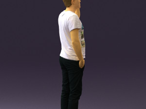 man in white shirt with pics 0542 3D Model