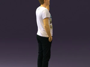 man in white shirt with pics 0542 3D Model