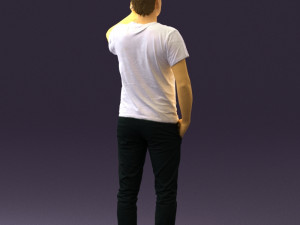 man in white shirt with pics 0542 3D Model