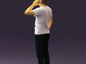 man in white shirt with pics 0542 3D Model