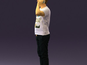 man in white shirt with pics 0542 3D Model