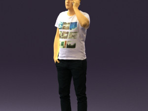 man in white shirt with pics 0542 3D Model