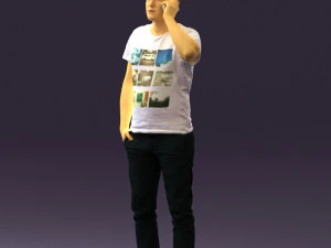 man in white shirt with pics 0542 3D Model