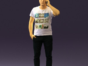 man in white shirt with pics 0542 3D Model