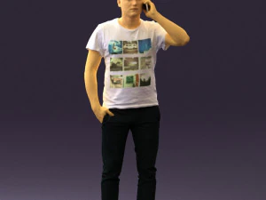 man in white shirt with pics 0542 3D Model