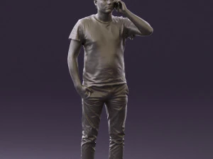 man in white shirt with pics 0542 3D Model