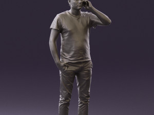 man in white shirt with pics 0542 3D Model