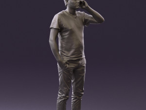 man in white shirt with pics 0542 3D Model