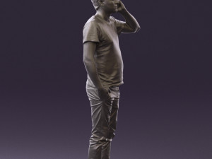 man in white shirt with pics 0542 3D Model