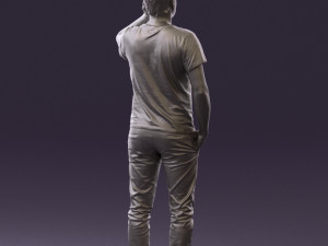 man in white shirt with pics 0542 3D Model